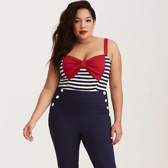 Torrid Retro Chic Striped Bow Plus Size Tank Top - Picture 2 of 8